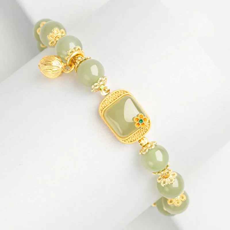 Natural Hetian Jade Bracelet – Elegant Vintage Wedding Gift