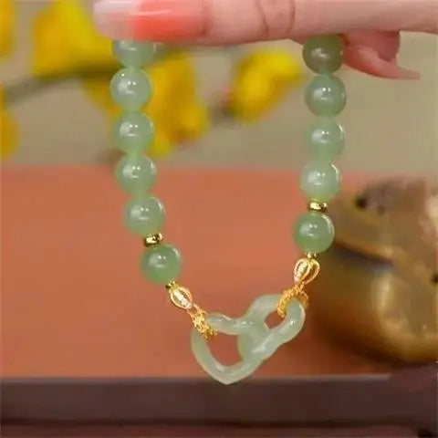 Hetian Jade Heart Bead Bracelet｜Minimalist Peace Button Jewelry