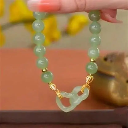 Hetian Jade Heart Bead Bracelet｜Minimalist Peace Button Jewelry