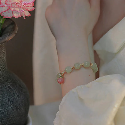 Lucky Jade Antique Gong Bell Bracelet — Boho Feng Shui Charm