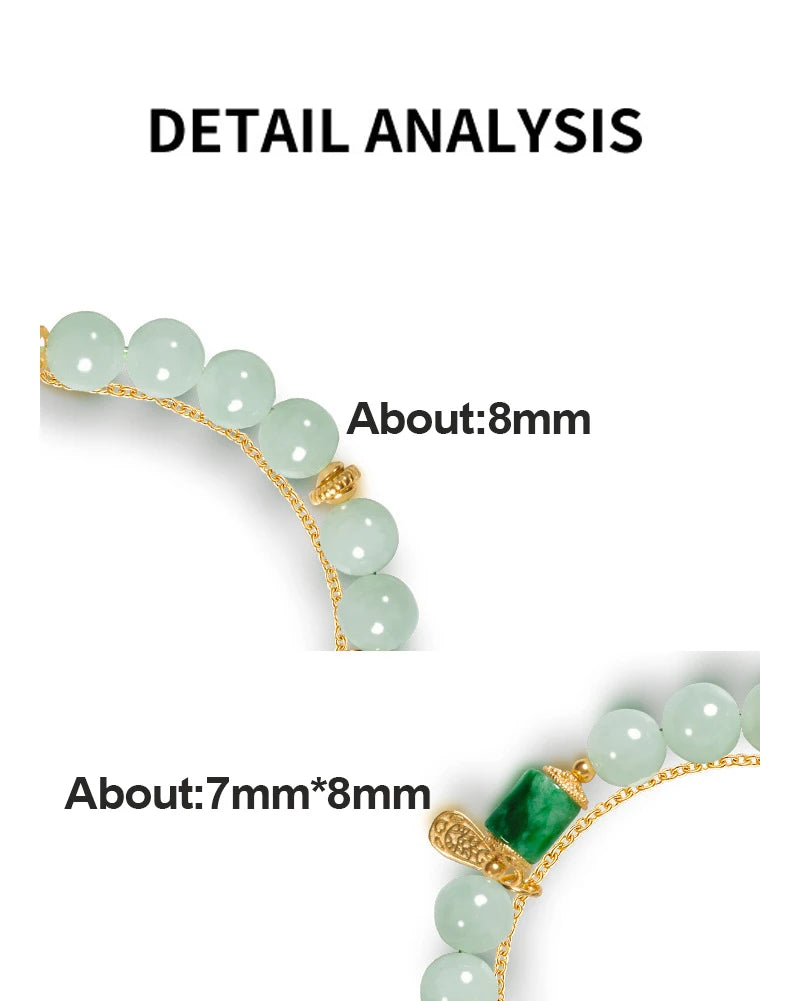 Natural A-Grade Jadeite Bead Bracelet — S925 Silver Mother's Gift