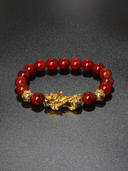 Gold Color Pi Xiu Bracelets Women Feng Shui Obsidian Wealth Pi Yao Bracelets Men 10m Dragon Mantra Bead Bangle Lucky Jewelry New