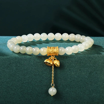 莲韵·和田白玉堆叠手串｜莲花流苏护身开运饰品