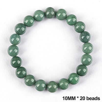 Green Ice Seed Jade Deep-Bean Round Bead Bracelet｜Unisex Feng Shui Charm