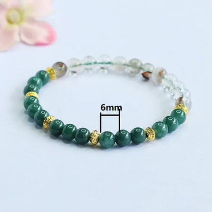 White & Blue A-Type Jade 6mm Bead Bracelet — Wealth Talisman