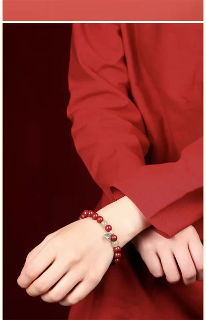 Cinnabar Ben Ming Nian Red-Rope Wealth Amulet Bracelet