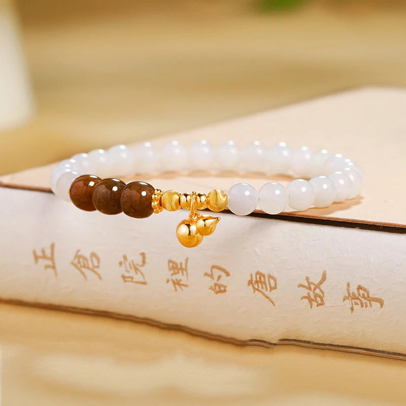 White Hotan Jade Adjustable Bracelet — Luxury Feng Shui Beads