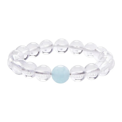 White & Blue Clear Quartz Stretch Bracelet｜Calm Clarity Amulet