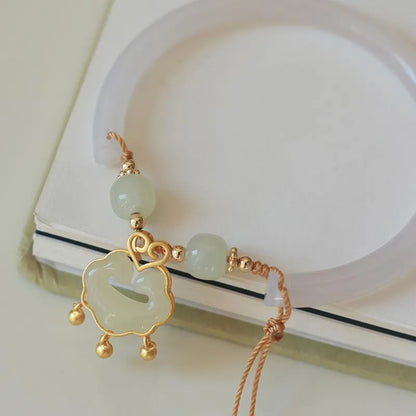 Hotan White Jade Safety-Lock Bracelet — Elegant Protective Charm