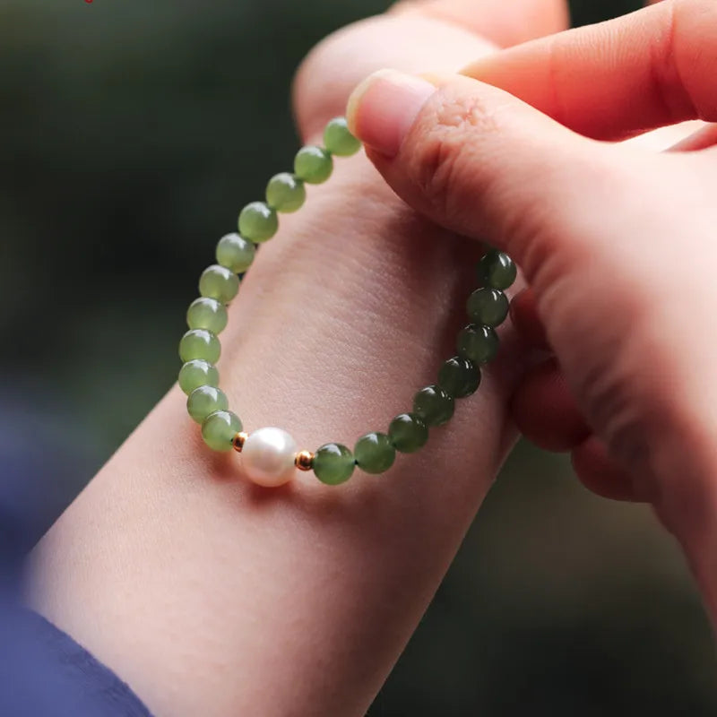 Hotan Jade 6mm Summer Bracelet｜Retro Gong-Bell Charm