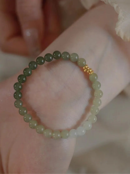 Natural Hotan Gradient Round Bead Bracelet for Her