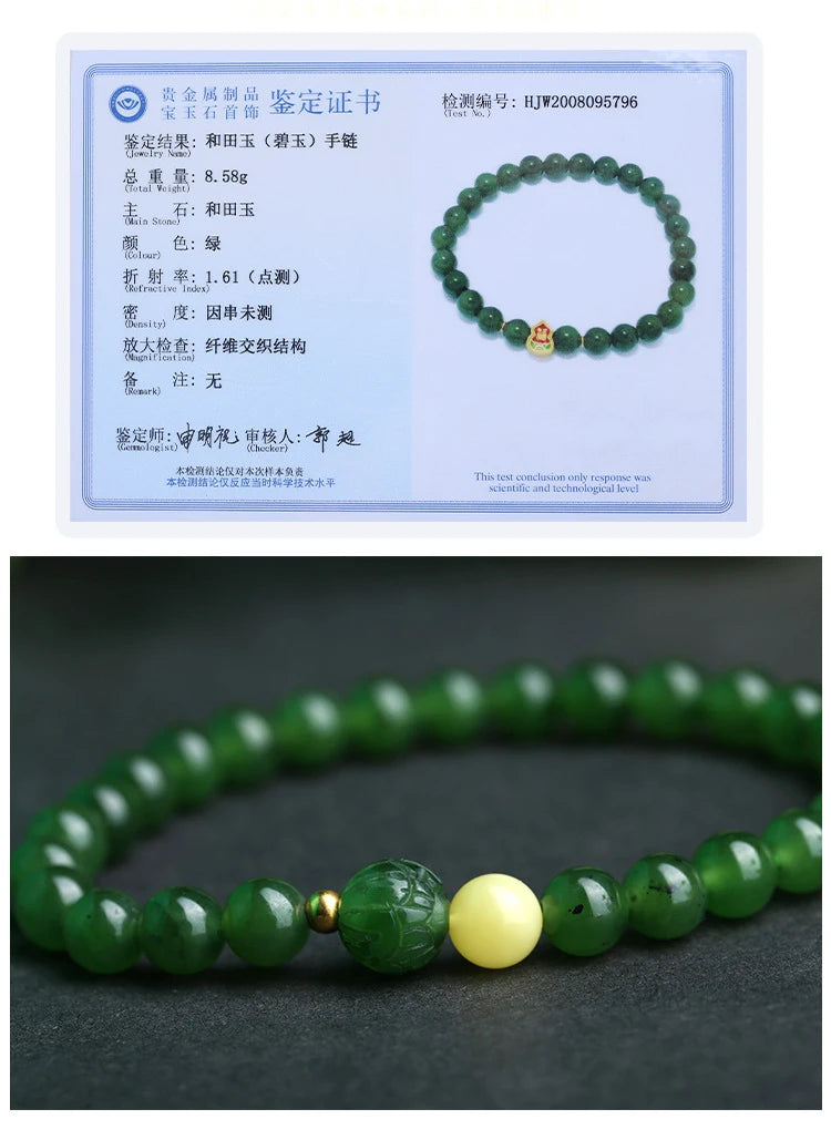 Hetian Jade Barrel Bracelet | Single-Loop Feng Shui Charm