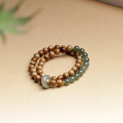 Hotan Jade 8mm Double-Layer Buddhist Bracelet｜Feng Shui Amulet