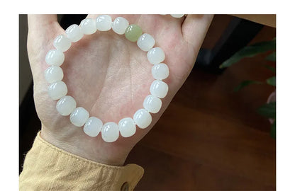 Hotan White Jade 10mm Bead Bracelet｜Single Circle Lucky Amulet