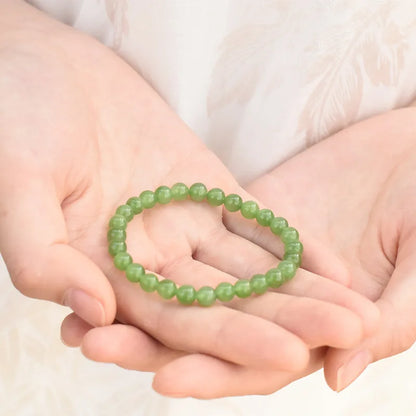 Hetian Jade 6mm Round Bead Bracelet — Boho Guardian