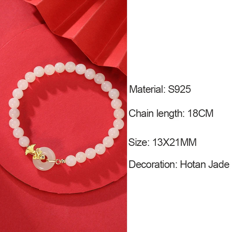 Hotan White Jade Donut Necklace Bracelet｜Vintage Light Luxury Amulet