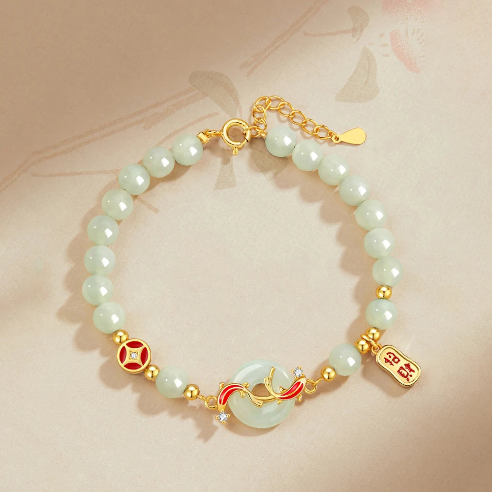 Hetian Jade Green Pearl Bracelet | Luxury Ladies Gift Bracelet