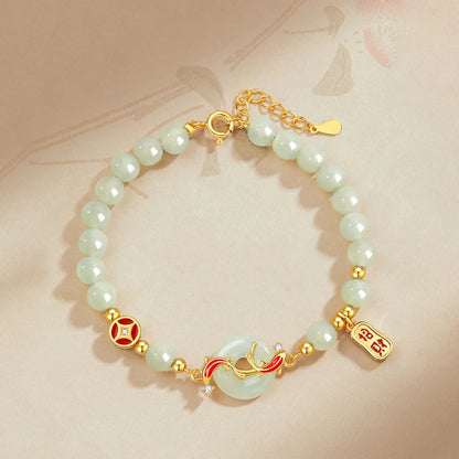 Hetian Jade Green Pearl Bracelet | Luxury Ladies Gift Bracelet