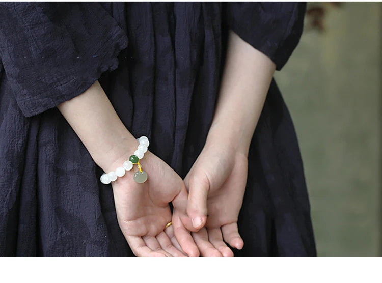 Hetian White Jade Buddha Adjustable Bracelet｜Elegant Friendship Gift