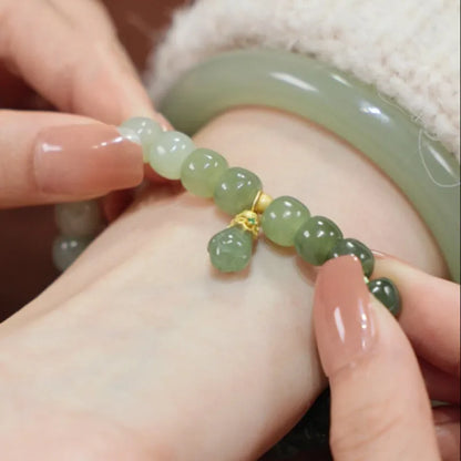 Natural Hetian Jade Pearl Bracelet｜Fresh Single-Loop Charm