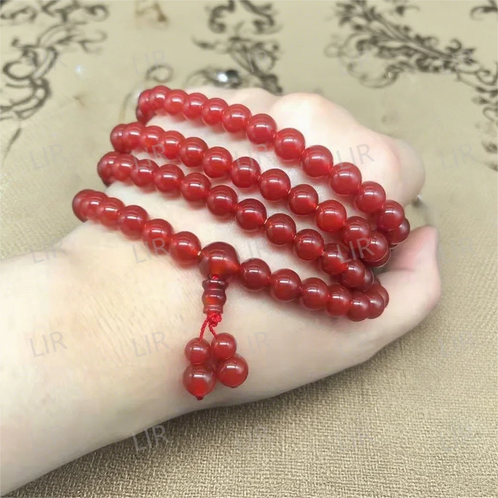 LIR A-Grade Red Agate 108 Beads 8mm Bracelet | Multi-Wear | Feng Shui | Unisex | Gift Box | Free Shipping