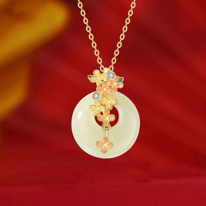 和田玉·桂花平安扣手链｜淡雅自然 开运护身