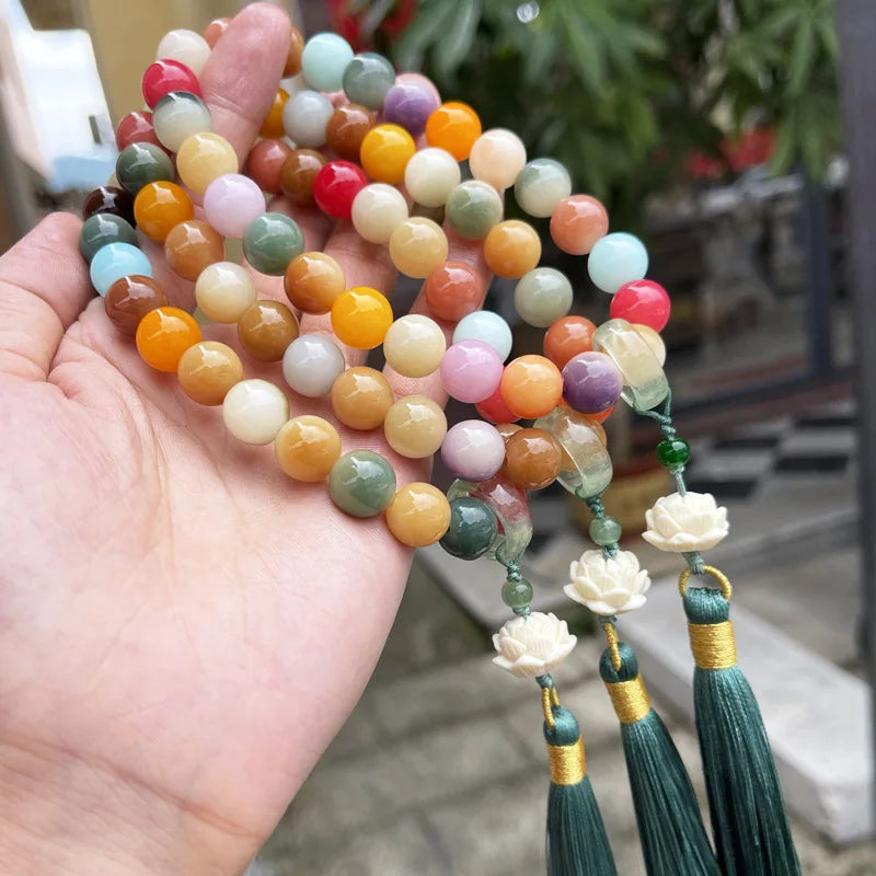 Ancient Bodhi Root Finger-Wrap Bracelet — Handheld Lucky Beads