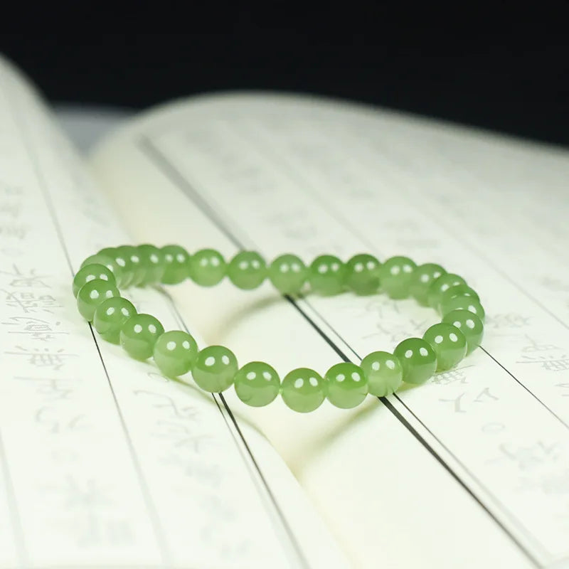 Hetian Jade 6mm Round Bead Bracelet — Boho Guardian