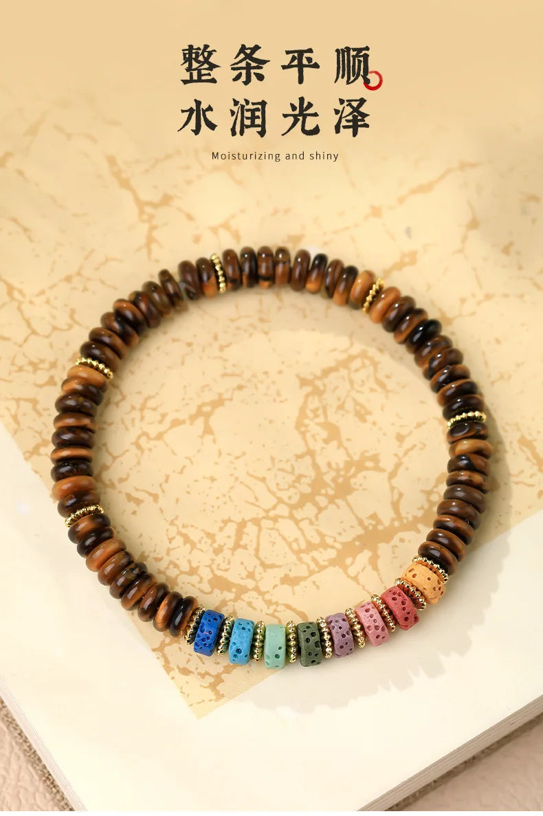 Natural Crystal Women s Dongling Jade Tiger Eye Stone Sliced Bracelet New Chinese Dopamine Style Year Jewelry