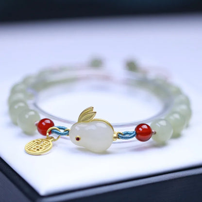 Hetian Jade Leaf Bracelet ｜ Vintage Handmade Feng Shui Charm