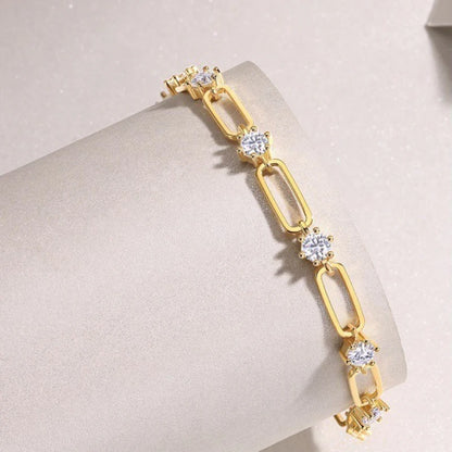 Moissanite Heart Bracelet — S925 18K White Gold Plated Elegant Link