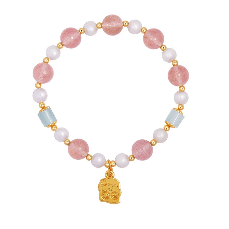 Strawberry Pink Crystal Love Bracelet｜Pearl & Semi-precious