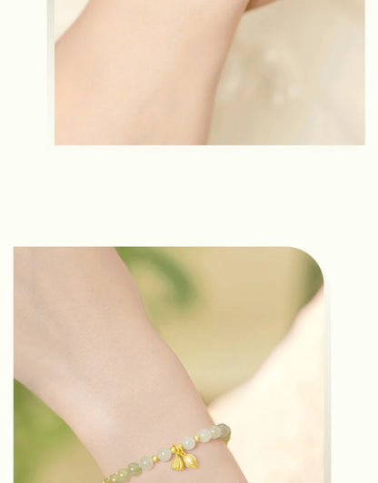 Lotus Seedpod Hetian Jade Elastic Bracelet — Vintage Student Beads