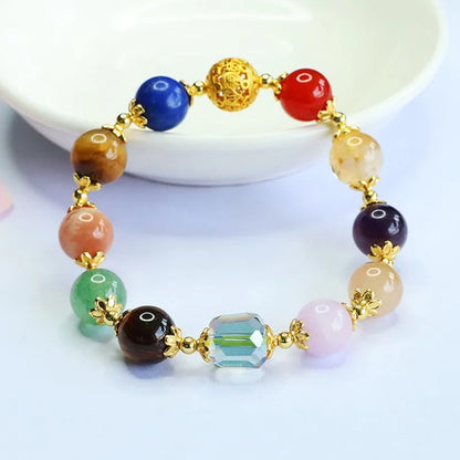 Multicolor Tiger Eye Crystal Bracelet — 10mm Lucky Strand