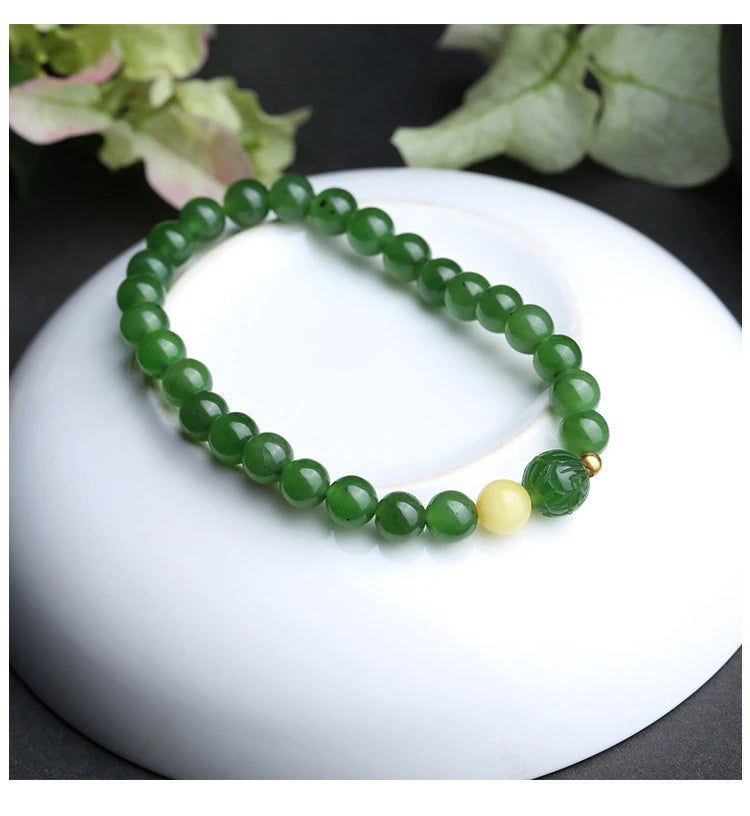 Hetian Jade Barrel Bracelet | Single-Loop Feng Shui Charm