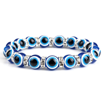 10mm Lucky Blue Evil Eye Bracelet with Charm Pendants