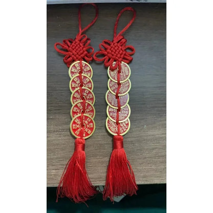 古铜五帝钱红绳挂饰｜招财镇宅开运护符 风水化煞