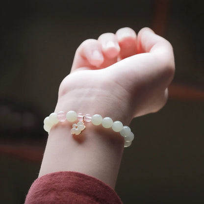 Peach Blossom Hotan Jade Ice-Bead Hand Chain｜Clear Water Bracelet
