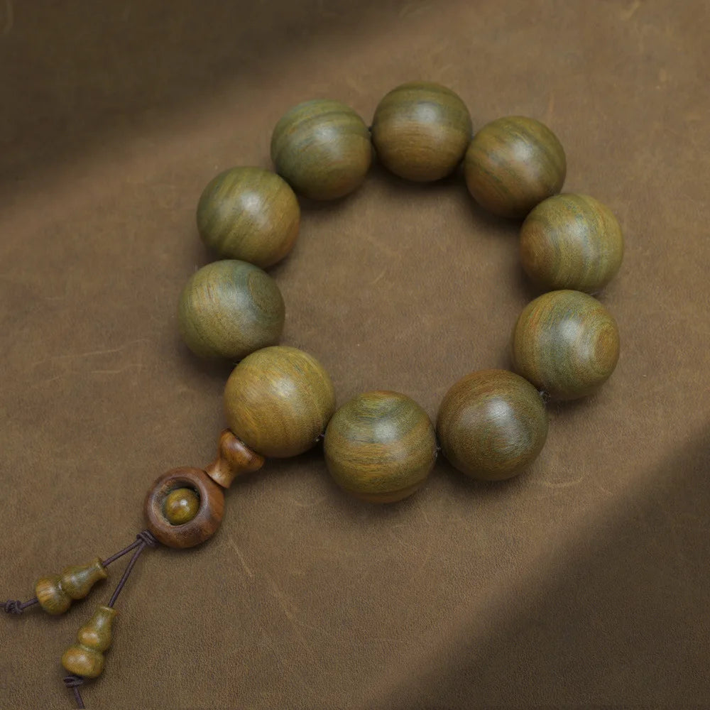 Green Buddha Sandalwood Bracelet — Ethnic Feng Shui Charm