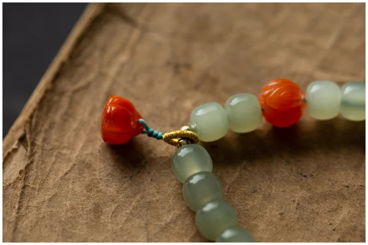 Hetian Jade 7mm Lotus String Bracelet — Nephrite Single Circle