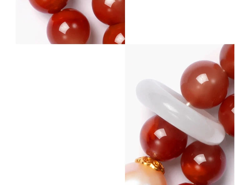 Sichuan Nanhong Two-Turn Hetian Jade Bracelet — Silver-Gold