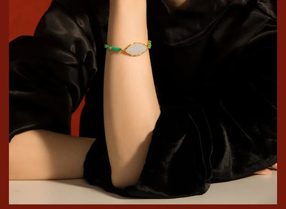 Hetian White Jade Abacus Bracelet — S925 Silver & 18K Gold