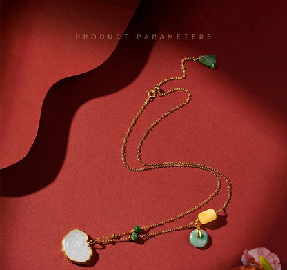 Hetian White Jade Ruyi Necklace — Collarbone Peace Pendant