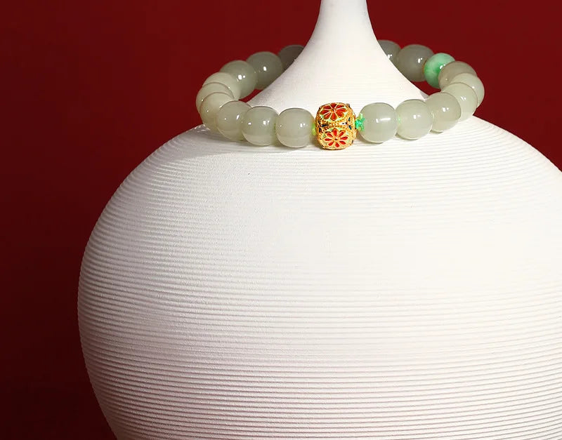 Lapis Lazuli & Hotan Jade Enamel Bracelet｜S925 Silver Plated