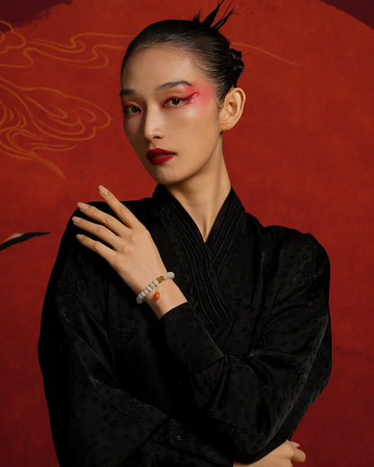 Emerald Rhodochrosite Bead Bracelet with S925 Agate