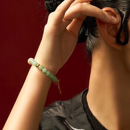 Myanmar Jade 7mm Pink Gold-Plated Bracelet – Feng Shui Charm