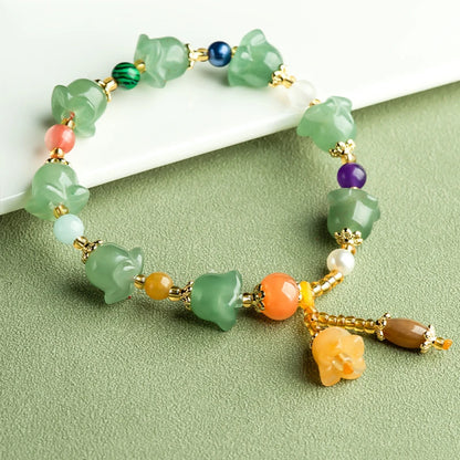 Golden Silk Hetian Orchid Bracelet — Gobi Dongling Jade Charm