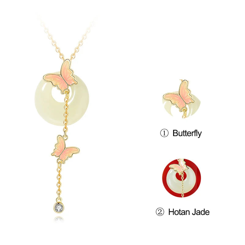 Hetian Jade Butterfly Tassel Bracelet - Ping An Protective Charm