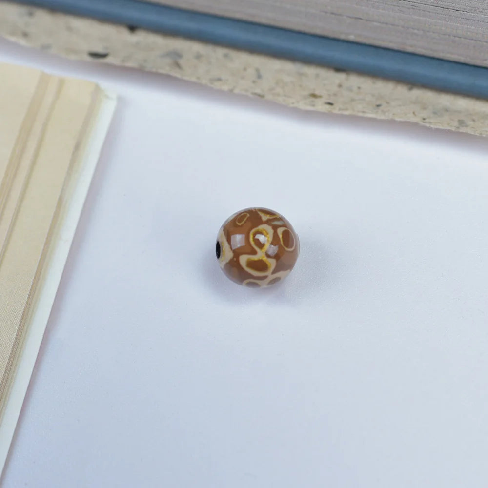 Antique Wood Circle Bracelet with Mother-of-Pearl Luck Charm