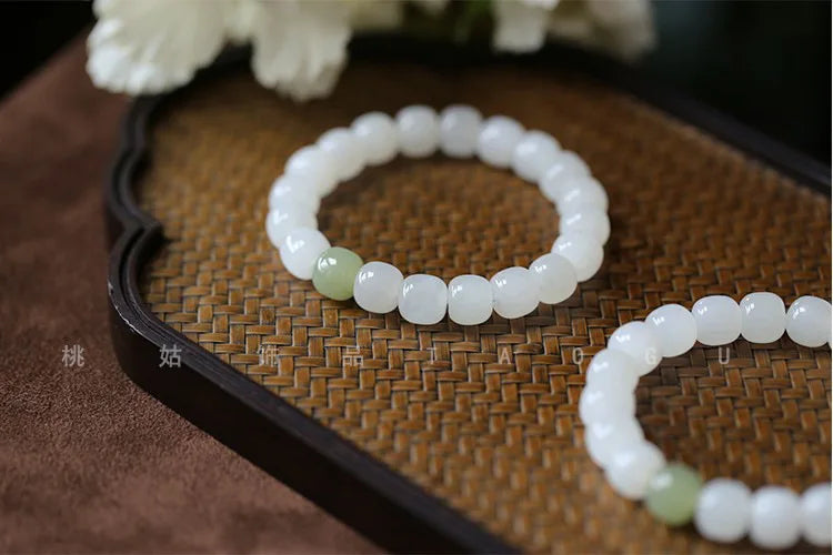 Hotan White Jade 10mm Bead Bracelet｜Single Circle Lucky Amulet